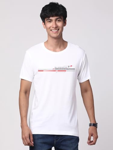 ADRO Men's Graphic Printed 100% Cotton T-Shirt - Regular Fit, Printed T-Shirts for Men (RN24-RAC-WH_White)