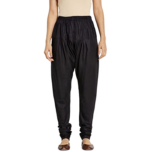 Fabindia Women Blend Drawstring Churidar Viscose_S Black