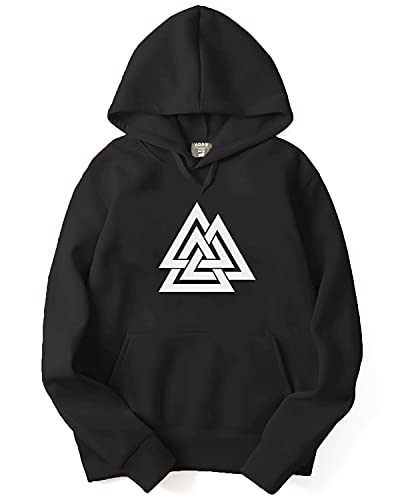 ADRO Mens Cotton Neck Hooded Sweatshirt (H21-M-TKT-BL_Black_XL)