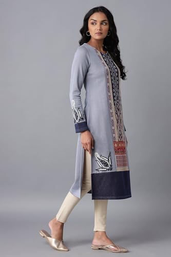 W for Woman Women Cotton Blend Light Embroidered Winter Regular Kurta