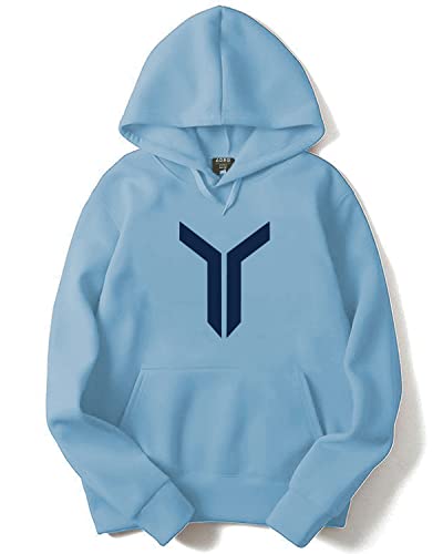 ADRO Mens Cotton Neck Hooded Sweatshirt (H22-M-LNN-SK_SkyBlue_XL)