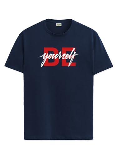 ADRO Mens Solid Regular Fit T-Shirt (RN24-BYO-NB_Navy Blue