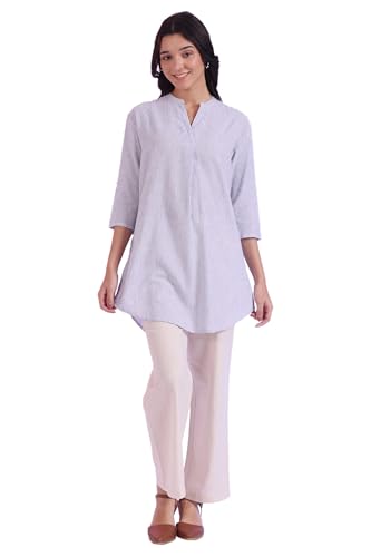 Aurelia Womens Yarn Dyed Cotton Blend Straight Kurti