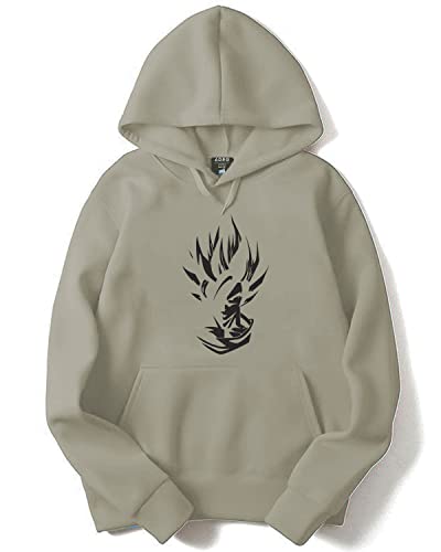 ADRO Mens Cotton Hooded Neck Hooded Sweatshirt (H21-M-GOK-CH_Beige_XL)