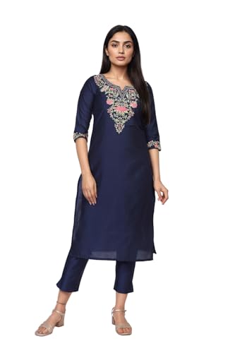 Aurelia WomenS Blue Embroidered Straight Kurta (A16305-706130-2Xl)