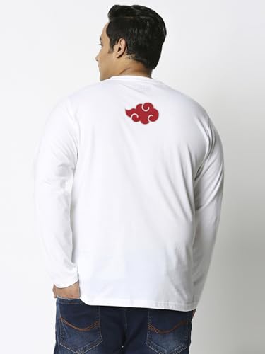 Bewakoof Plus Official Naruto Merchandise Akatsuki Mens Graphic Print Oversized Fit Full Sleeve Round Neck Cotton Plus Size T-S