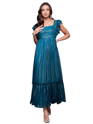Miss Chase WomenS Square Neck Sleeveless Maxi Dress (Mcaw22D16-27-83-06, Teal, Xl)