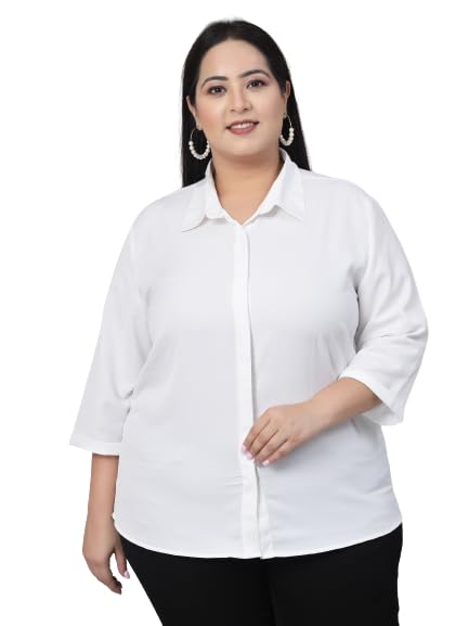 Style Quotient Plus Women White Solid Formal Shirt
