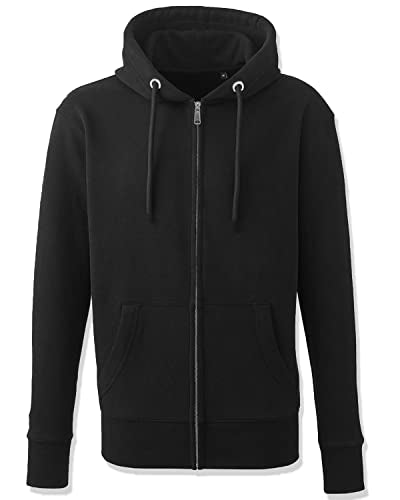 ADRO Mens Solid Cotton Zipper Hoodies (ZH22-M-PLN-BL_Black_XL)