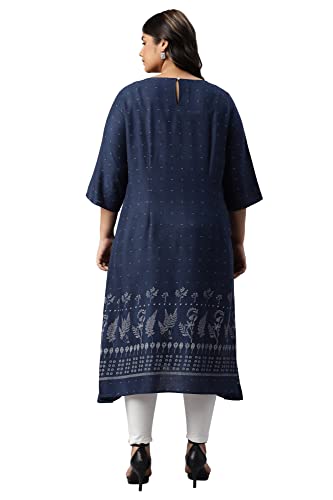 W for Woman Plus Size Indo Floral Print A-line Kurta with Pin Tucks