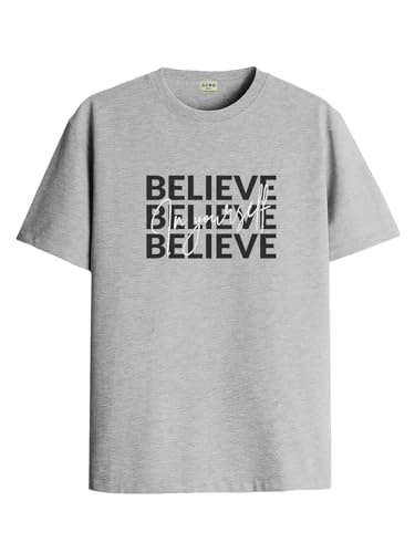 ADRO Mens Solid Regular Fit T-Shirt (RN24-INV-GR_Grey