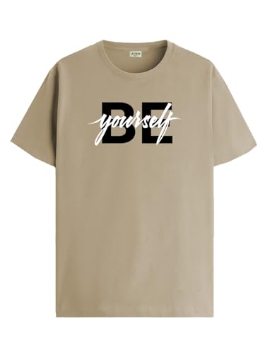 ADRO Mens Solid Regular Fit T-Shirt (RN24-BYO-BE_Beige