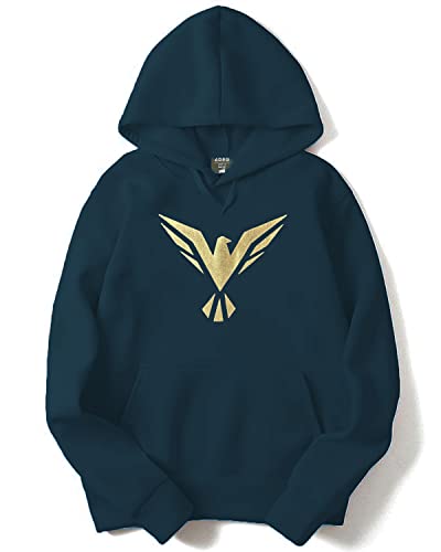 ADRO Mens Cotton Neck Hooded Sweatshirt (H22-GL-BIR-SB_Teal_XL)