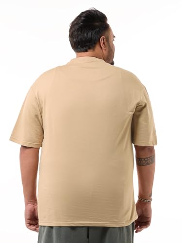 Bewakoof Heavy Duty 1.0 Mens Graphic Print Oversized Fit Half Sleeve Round Neck 60% Cotton;40% Poly Plus Size T-Shirt_637604_Br
