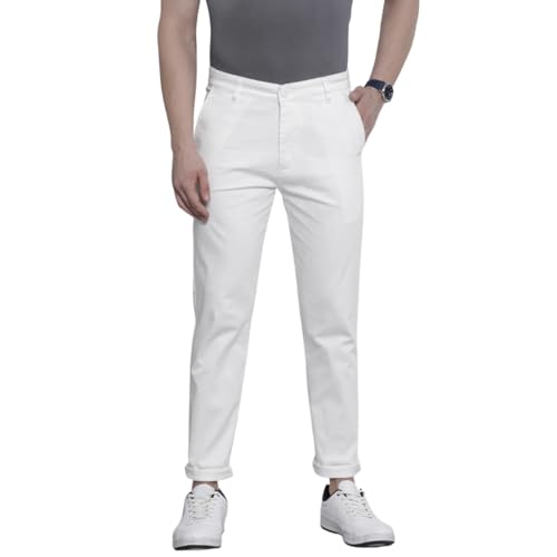 The Indian Garage Co Men Slim Fit Solid Mid-Rise Stretchable Chinos Bright White