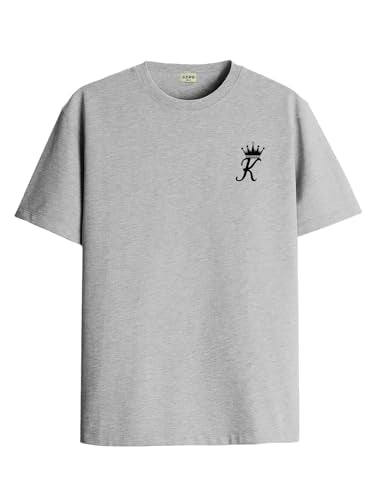 ADRO Mens Solid Regular Fit T-Shirt (RN24-STICK-KK-GR_Grey