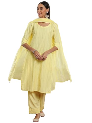 Libas WomenS Silk Blend Self Design Kurta Set (35344_Yellow