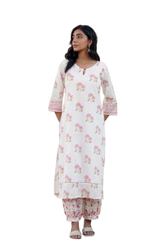 LookMark Kurta Set: Elegance Meets Comfort in Style! Stay Comfortable Yet Stylish with Our Cotton Blend Kurti Pant Sets! Pink