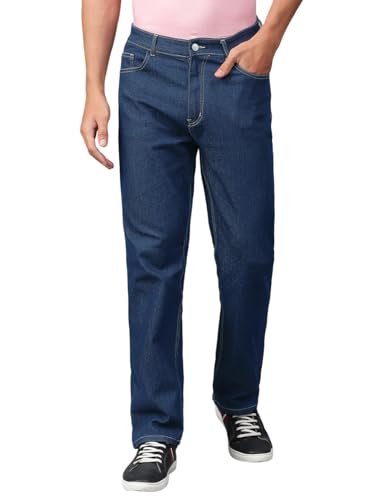 KOTTY Mens Solid Mid Rise Comfortable and Strechable Stylish Jeans(Blue,30)