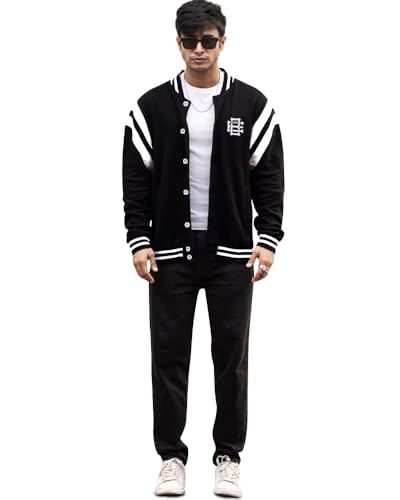Noble Monk MenS Loose Fit Sweatshirt |Full Sleeve | Colorblock Pattern |Stylish Sweatshirt For Men Black White