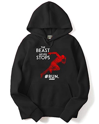 ADRO Mens Motivation Workout Printed Cotton Hoodies (H-M-STO-BL_Black_XL)
