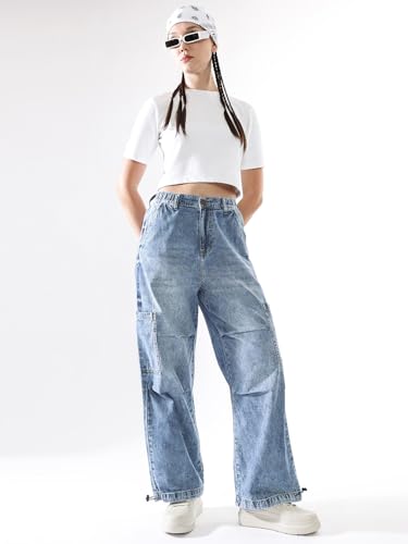 Hubberholme Women Washed Baggy High-Rise Casual Jeans