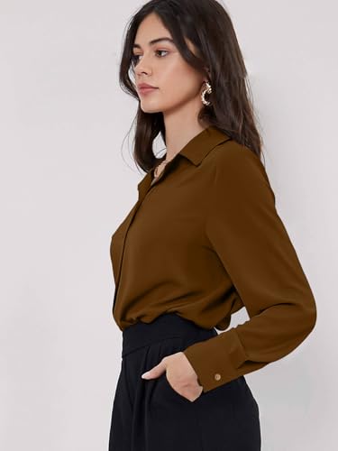 Greciilooks WomenS Regular Fit Western Shirt (Gl-W1894_Brown