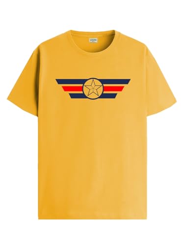 ADRO Mens Solid Regular Fit T-Shirt (RN24-CAP-MU_Mustard