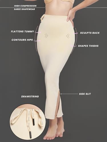 Clovia Women'S Saree Shapewear With Drawstring (Sw0048P24_Beige_L)