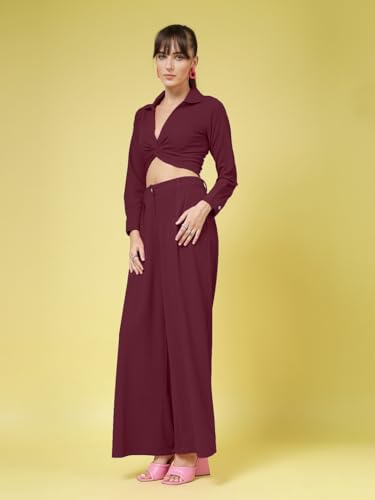 Oomph! WomenS Stretchable Lycra Top And Trouser Pant Set |Two Piece Co-Ord Set | Wester Wear Regular Fit | Stylish Multipurpose