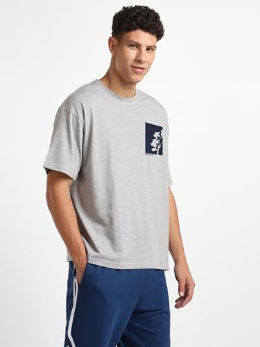 Nobero MenS Solid Oversized Fit T-Shirt (1M-Twrt-C0697_Grey Melange