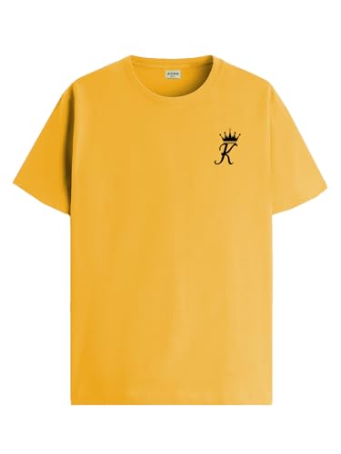 ADRO Mens Solid Regular Fit T-Shirt (RN24-STICK-KK-MU_Mustard