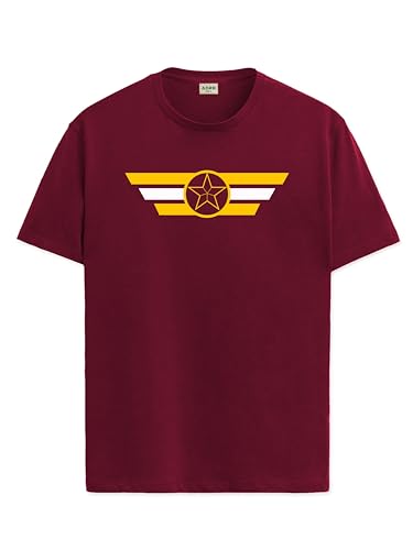 ADRO Mens Solid Regular Fit T-Shirt (RN24-CAP-MR_Maroon