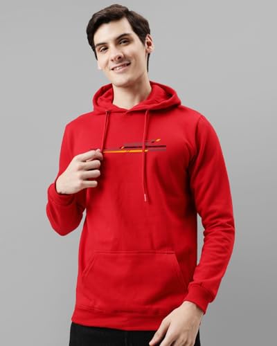 ADRO Men's Printed Hoodie - Cotton, Size 34, Red, Model H24-RAC-RD