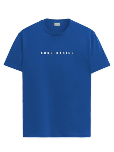 ADRO Mens Solid Regular Fit T-Shirt (RN24-AR2-RB_Royal Blue