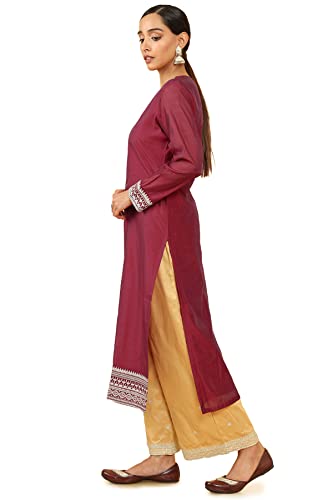 Soch Women's Chanderi Regular Fit Embroidered Kurta