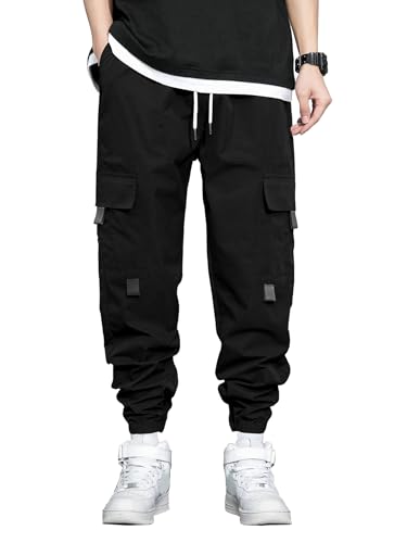 Shasmi Black MenS Casual Joggers With Elastic Waist, Multi-Pocket Design, Boys Casual Cargo Joggers Men Track Pant For Men Ll