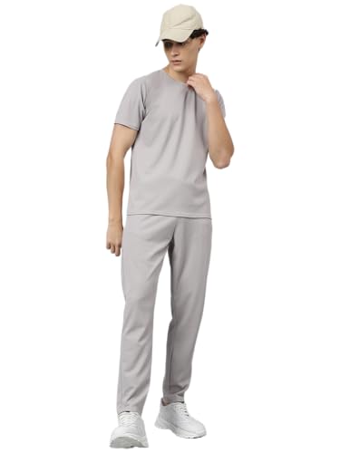 LookMark Mens Crepe Blend Solid Pattern Pajama & T-Shirt Set, Short Sleeve, Round Neck, Drawstring, Pocketed Elegance (AZ-LM-P1