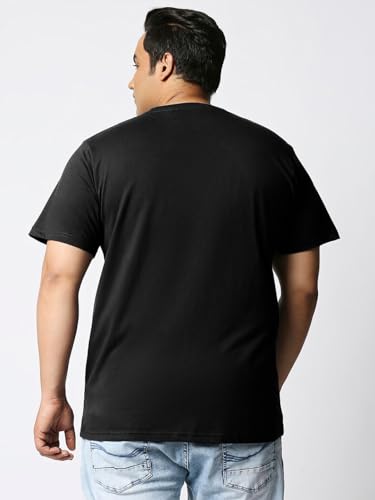 Bewakoof Official DC Merchandise Mens Graphic Print Oversized Fit Half Sleeve Round Neck Cotton Plus Size T-Shirt_585851_Black_