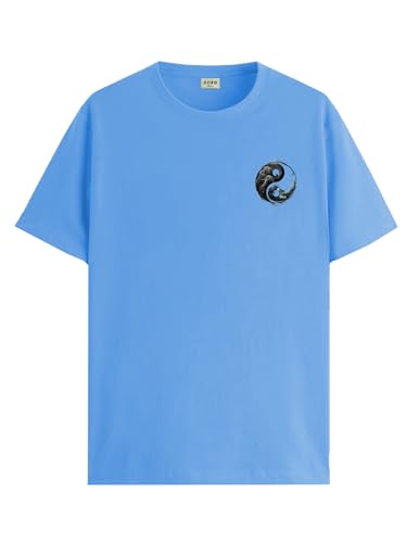 ADRO Mens Solid Regular Fit T-Shirt (RN24-STICK-YONG-SK_Sky Blue
