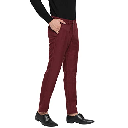 Fabindia MenS Regular Pants (210695502_Burgundy