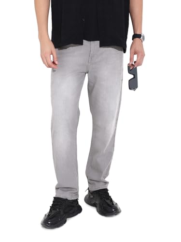 The Indian Garage Co Mens Slim Straight Fit Solid Mid-Rise Stretchable Jeans
