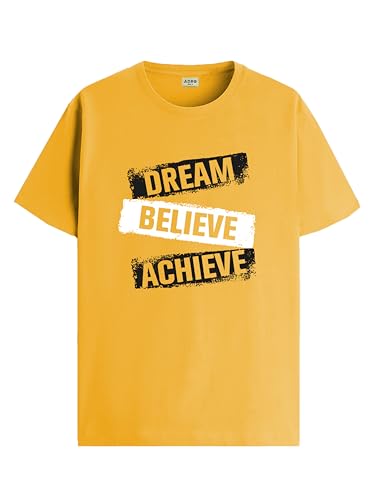 ADRO Mens Solid Regular Fit T-Shirt (RN24-DBA-MU_Mustard