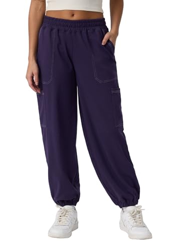 The Souled Store Petunia Women and Girls Pull On Solid Polyester Blend Baggy Fit Cargo Joggers
