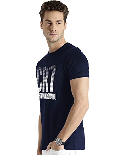 ADRO Design Printed Navy Blue T-Shirt for Men & Women (RNR-M-CR07-NB_Navy)