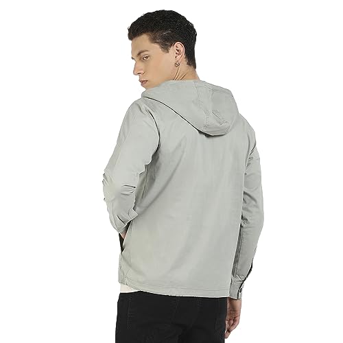Campus Sutra Mens Car Coat (CBAWF23_CSM-AW-JK0358_Sage Green