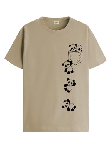 ADRO Mens Solid Regular Fit T-Shirt (RN24-POC-BE_Beige