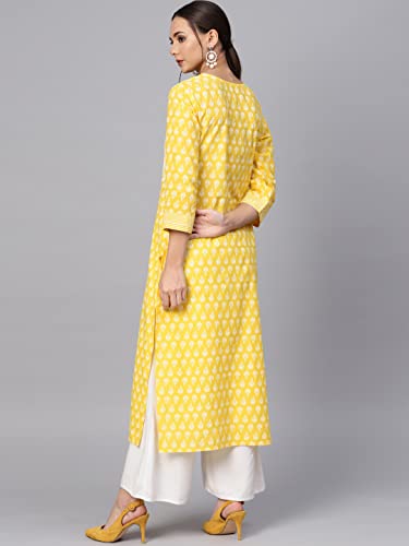 Varanga (House of Varanga) Women Yellow & White Printed Straight Kurta