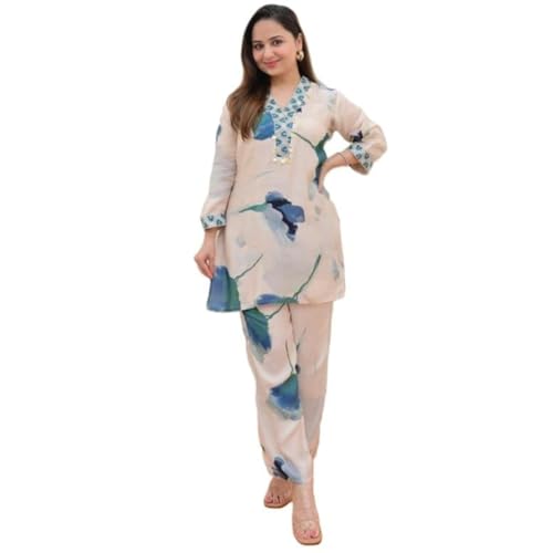 Leriya Fashion Ethnic Co Ord Set for Women Kurta Set for Women | 2 Piece Kurta Set | Kurta with Pant for Women | Co-ord Set (X-L