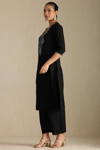 Soch Womens Rayon Floral Print Kurta with Thread Work